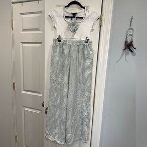 Mint striped pj set with matching scrunchie